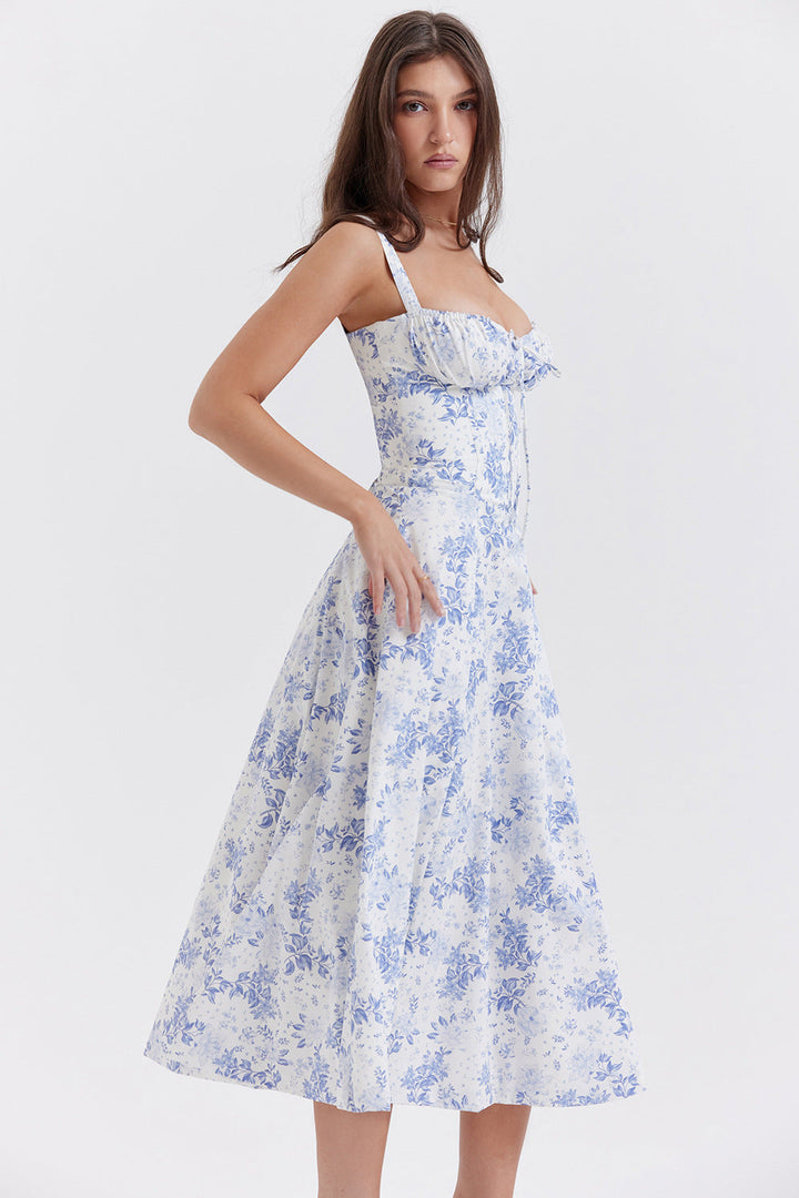 Stilla | Vintage Bodycon Kjole Med Blomster Mønster Og Talje