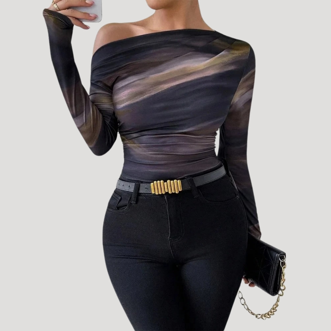 Stilla | Slank Abstrakt Off Shoulder Top