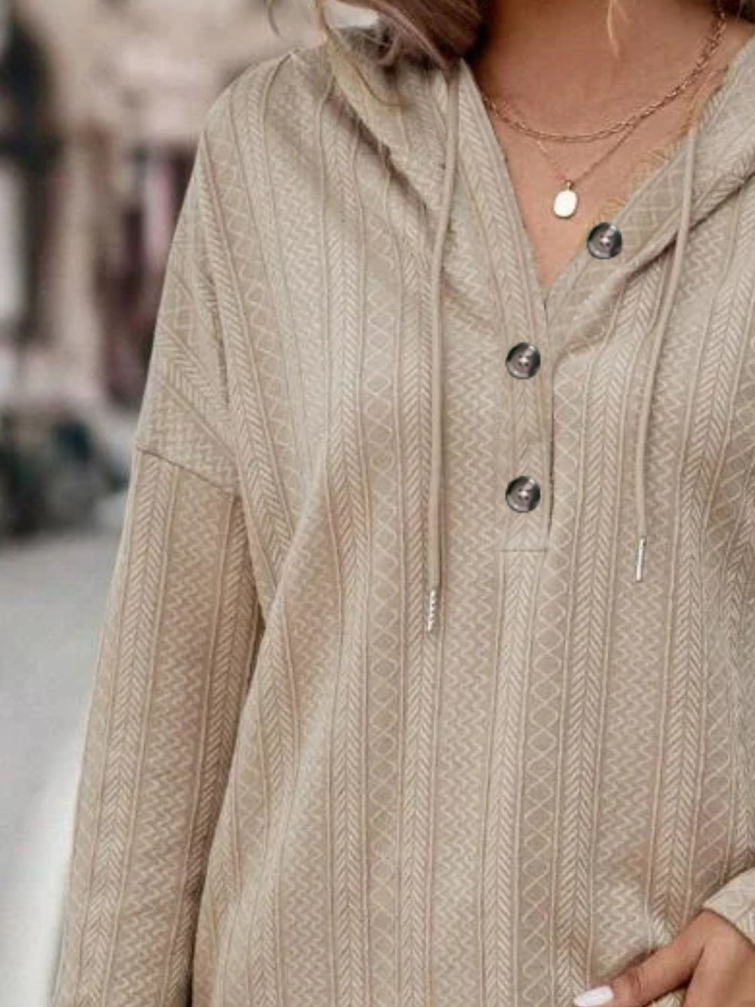 Stilla | Sweatshirt med lange ærmer, hætte, snøre og raglanærmer