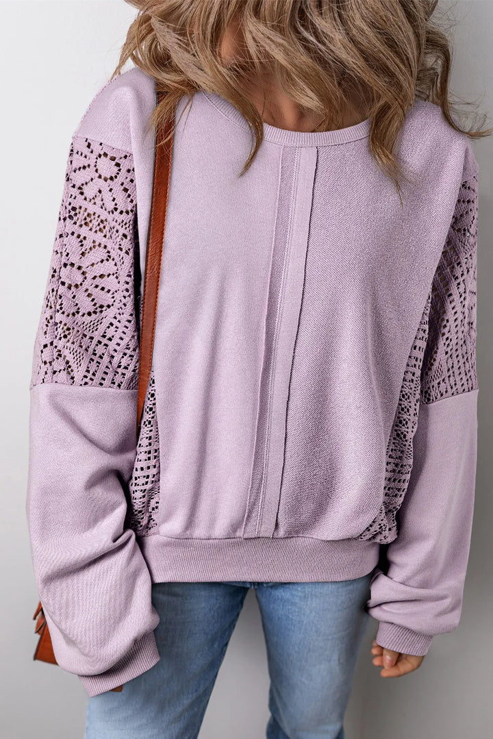 Stilla | Sweatshirt med lange ærmer og rundt, perforeret udskæring
