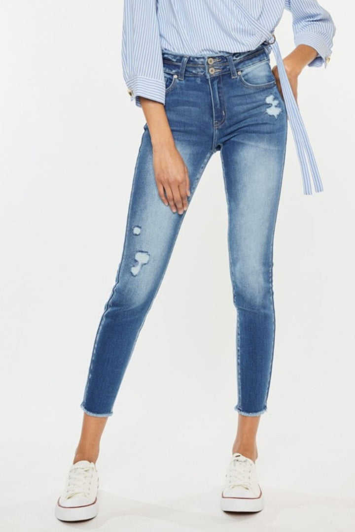 Stilla | Distressed Raw Hem Høj Talje Jeans