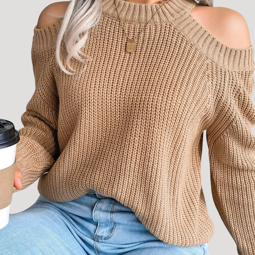 Stilla | Kold Shoulder Strikket Trøje