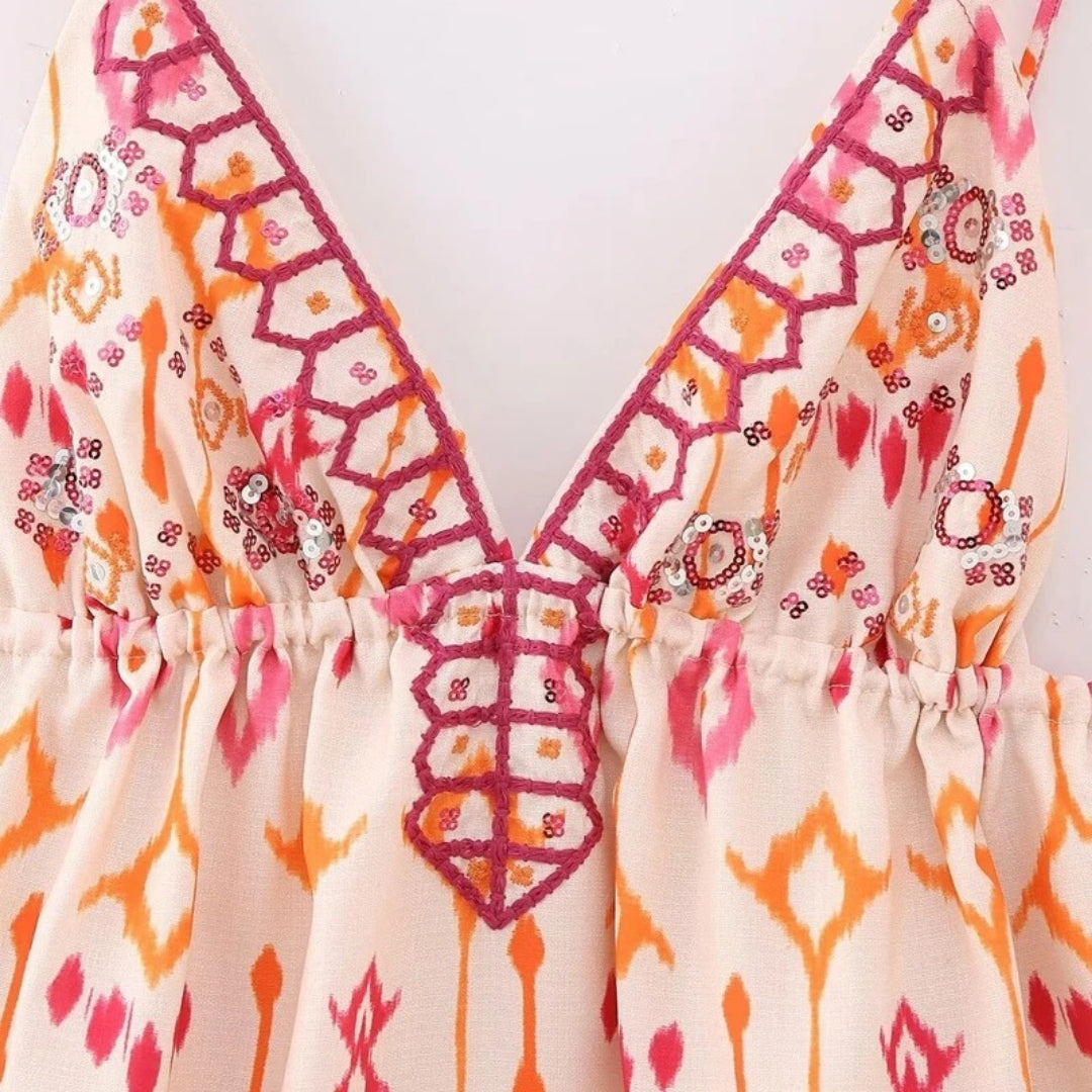 Stilla | Boho Broderet Kvast Crop Top