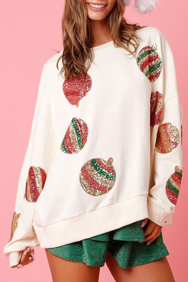 Stilla | Juleæg Pailletter Casual Langærmet Sweatshirt