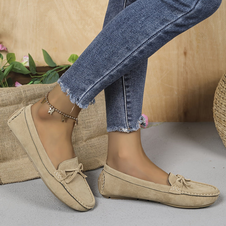Stilla | Retro Loafers Med Sløjfe, Slip on Sko Med Rund Tå