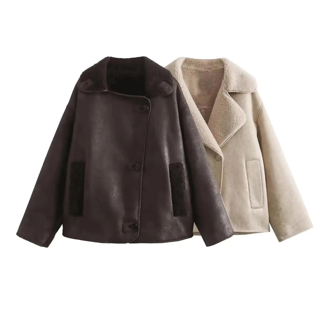 Stilla | Cozy Oversized Fleece-Lined Jakke med Reverskrave