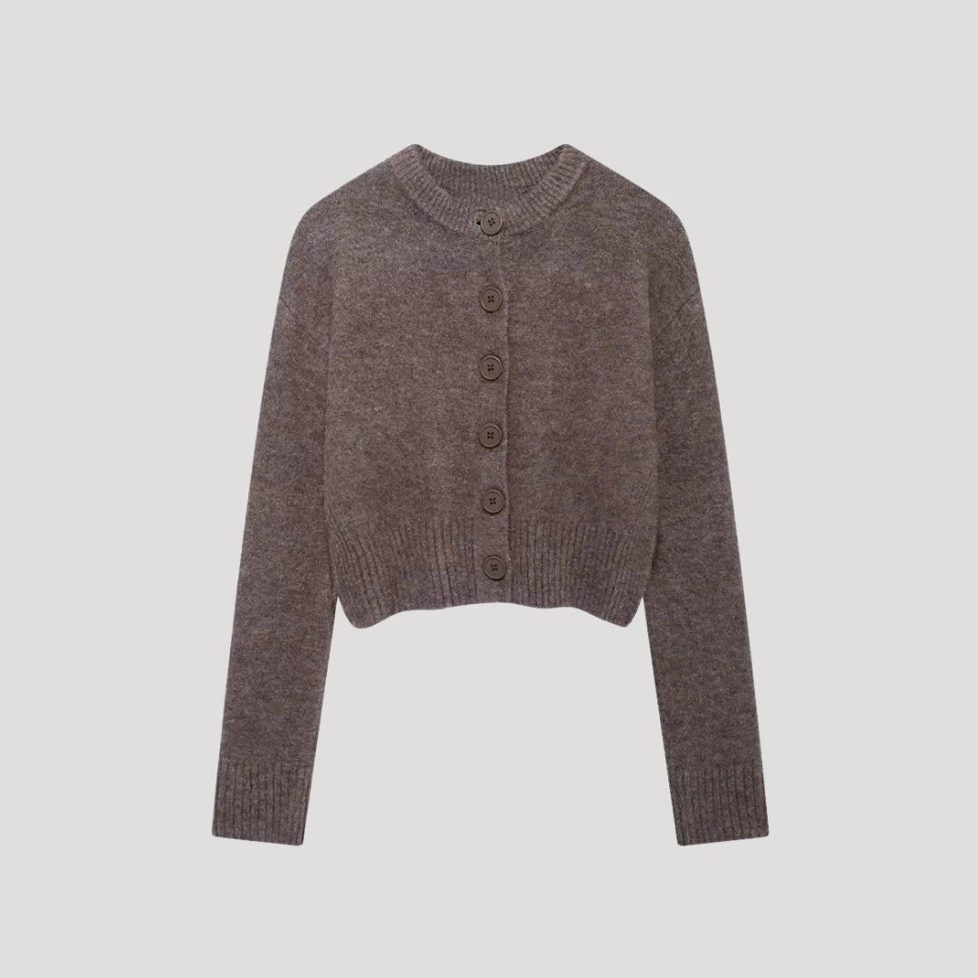 Stilla | Cropet Knap Op Uld Blend Strikketrøje