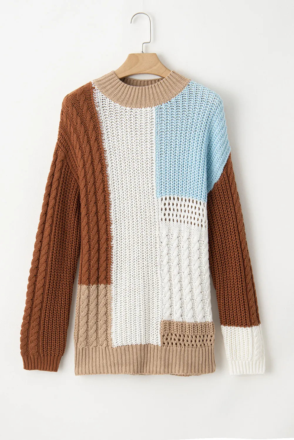 Stilla | Farbblok Sweater Med Rund Halsudskæring og Lange Ærmer