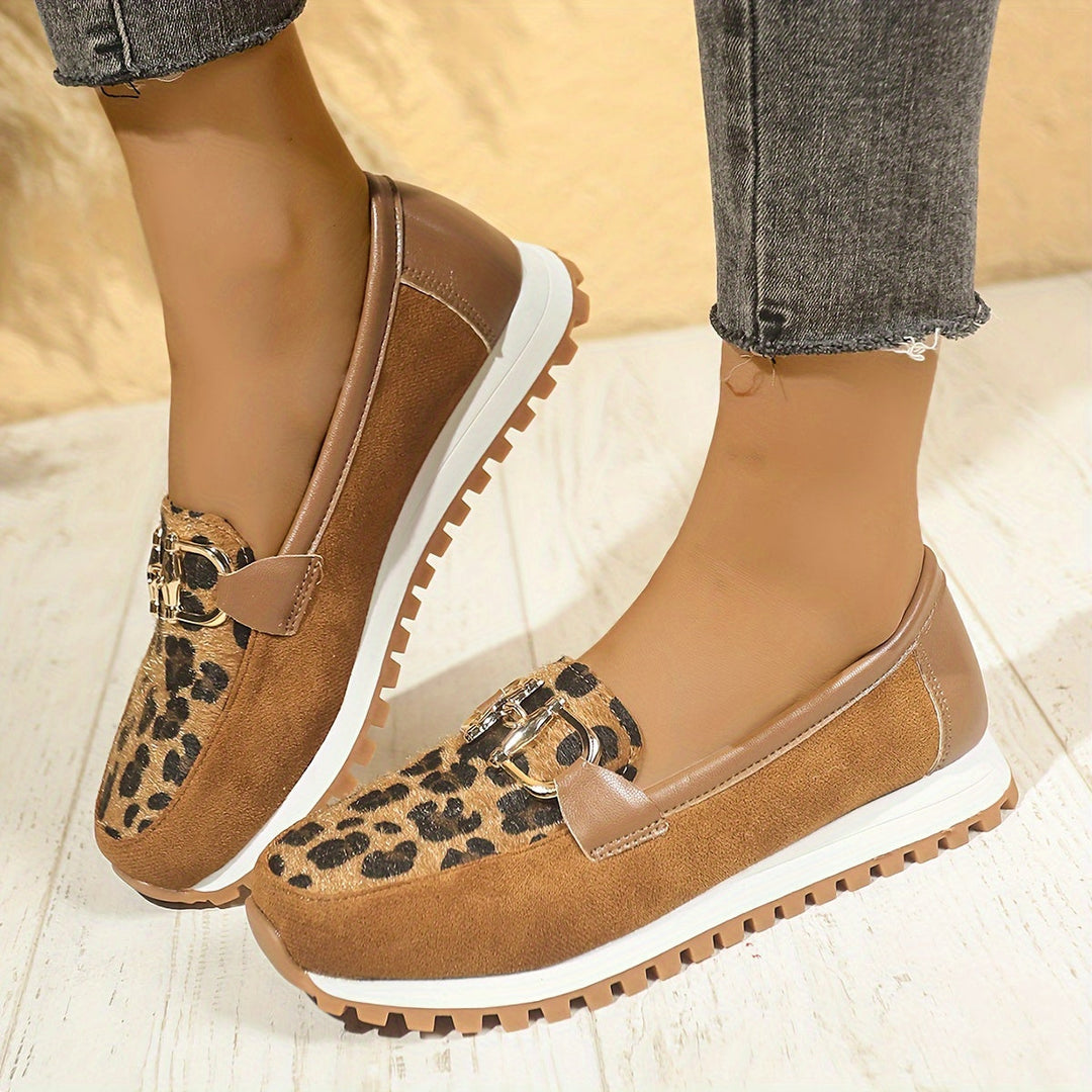 Stilla | Dame Slip on Loafers Panterprint, Skridsikre Og Komfortable