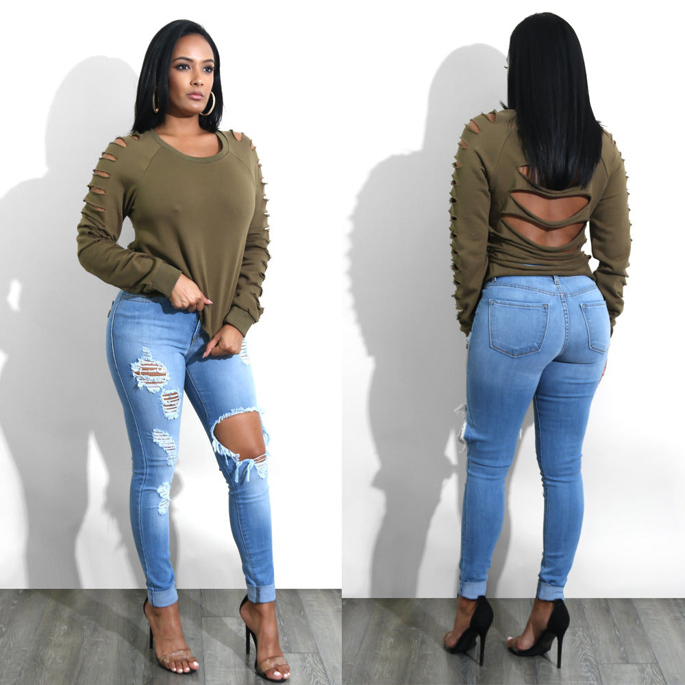 Damer Casual top med moderne cut-outs og detaljeelskende ryg Stilla