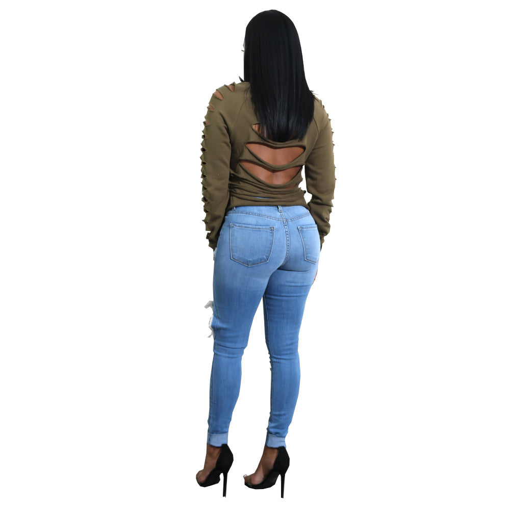 Damer Casual top med moderne cut-outs og detaljeelskende ryg Stilla