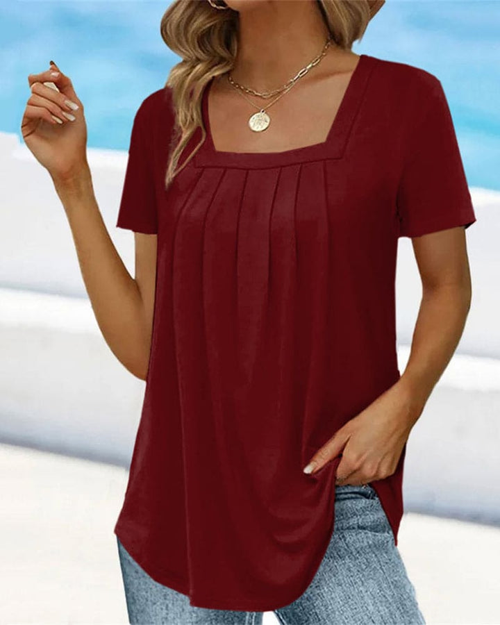 Stilla | Casual Bluse Med Firkantet Krave
