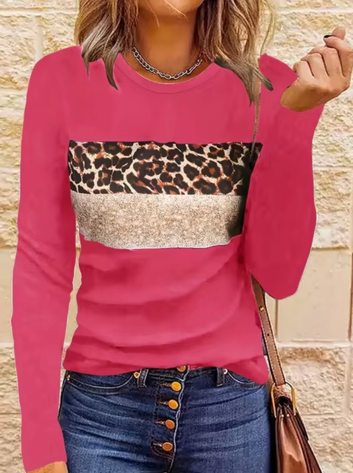 Stilla | Langærmet T-shirt med leopardmønster