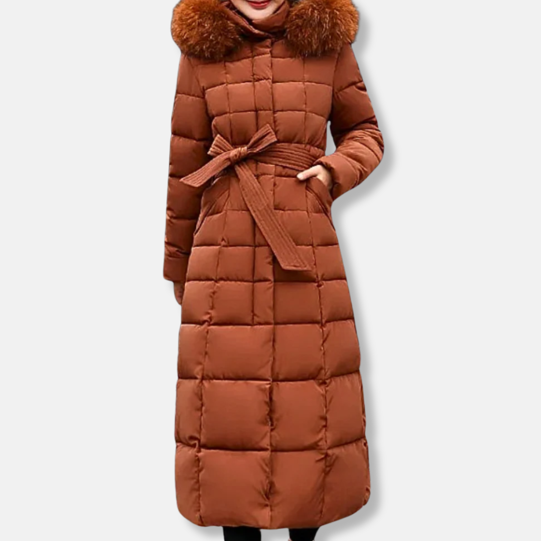 Stilla | Quilted og isoleret bælte i taljen foret hætte langt model