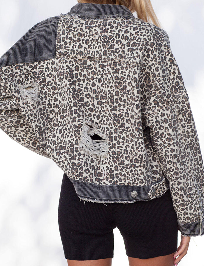 Stilla | Button Down Leopard Corduroy Jakke