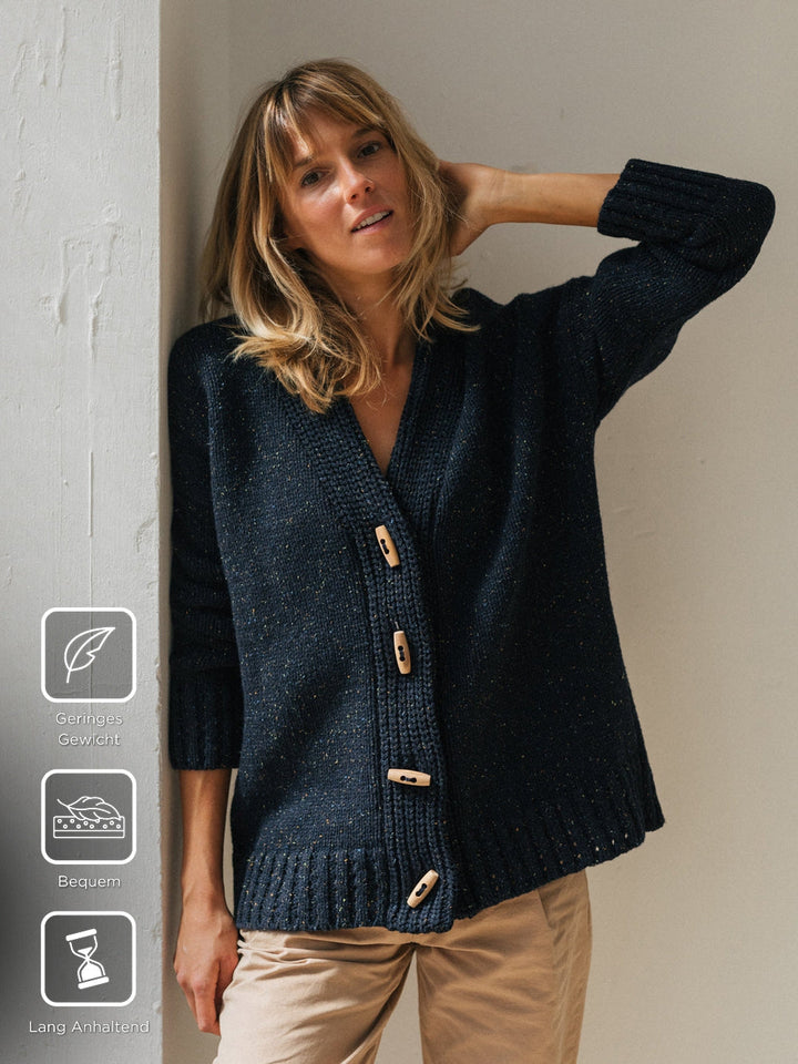 Stilla | Blauer Einfarbiger Pullover Mit Langen Ärmeln
