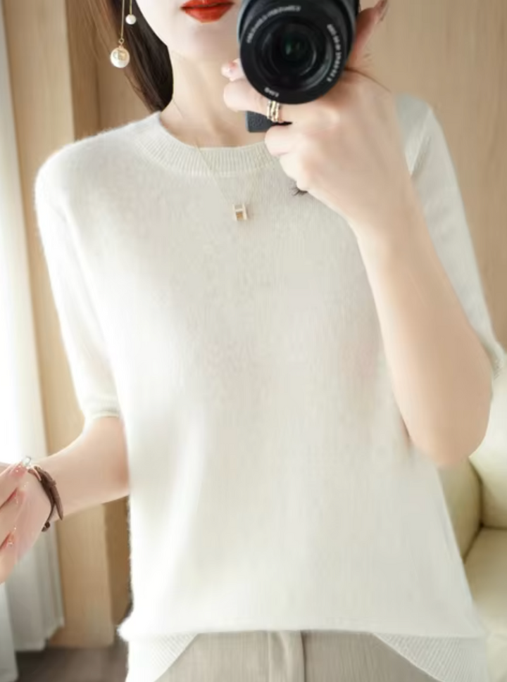 Stilla | Kortærmet Sweater I Uld Og Cashmere
