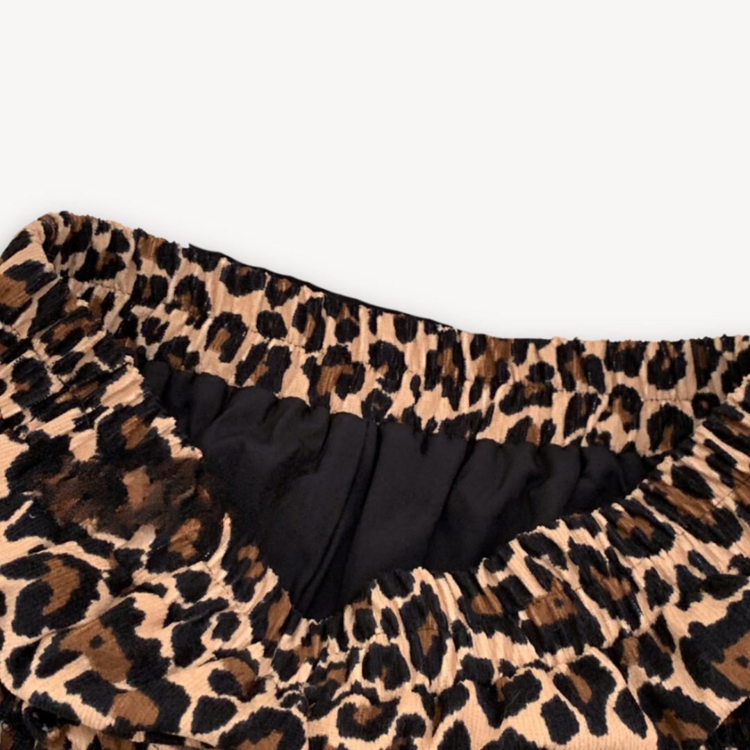 Stilla | Kvinders Leopardprint Mini Skirt Flæsekant Polyester Festtøj