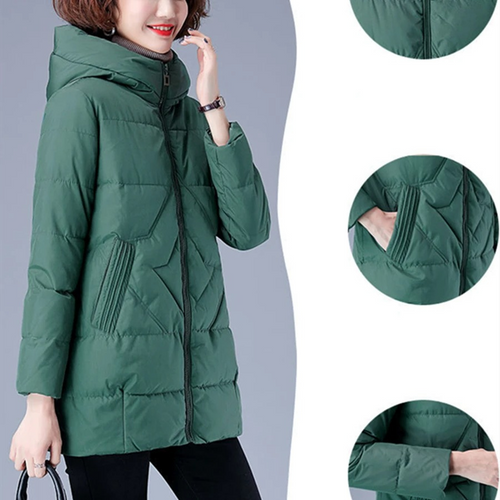 Stilla | Elegant ensfarvet ribbet quilted jakke med lynlås ideel til efterår/vinter