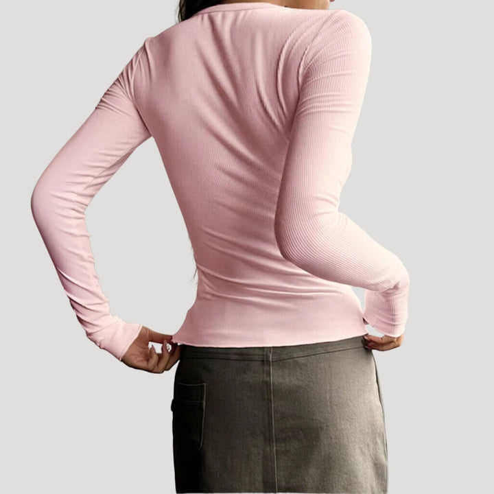 Stilla | Ribbet Langærmet Henley Komfortabel Basis Top