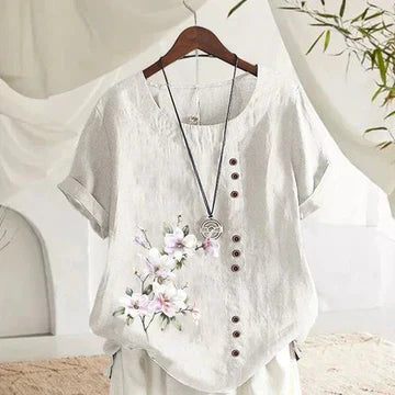 Stilla | Linned skjorte med blomstertryk i bomuld