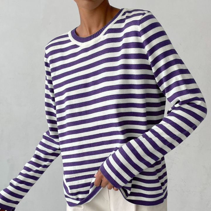 Stilla | Stribet Skjortebluse Med Ribkrave