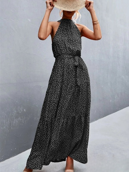 Stilla | Jumpsuit med halsbånd og volant polka tryk, bestseller