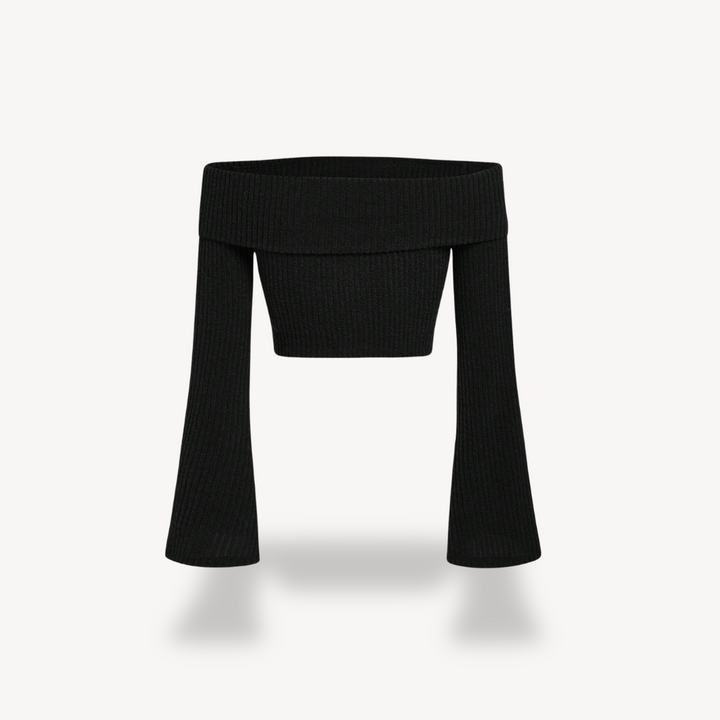 Stilla | Kvinders Ribbet Strik Off shoulder Top