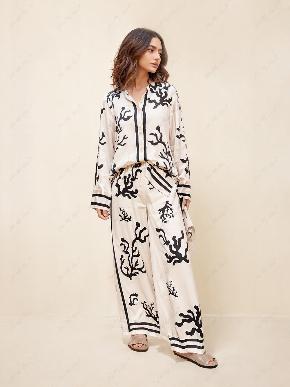 Stilla | Bedruckte Bluse Mit Unsichtbarem Knopfverschluss