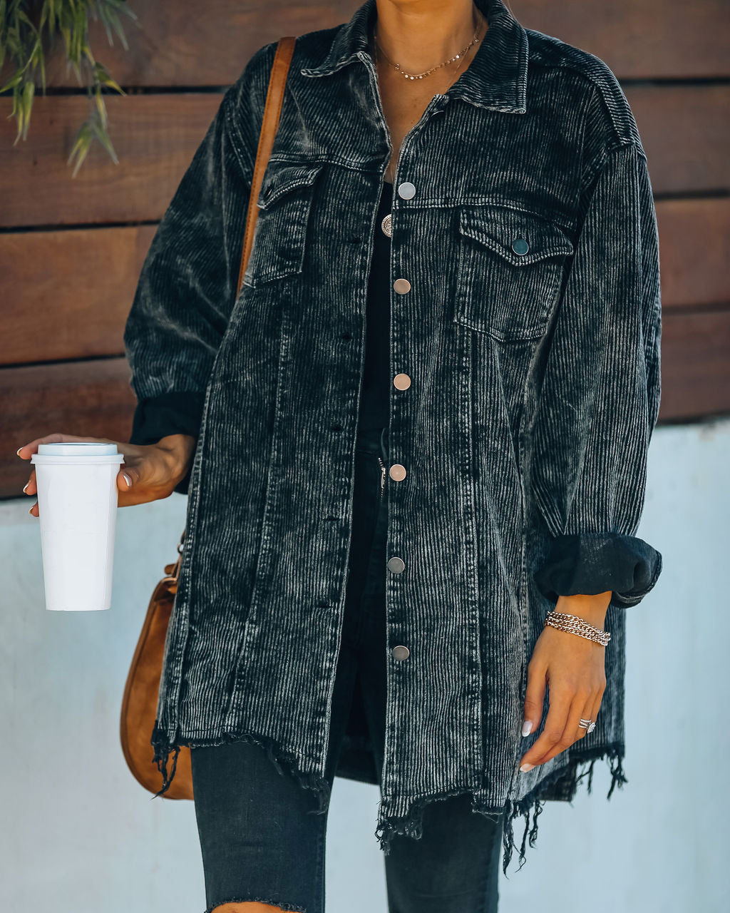 Stilla | Sort Corduroy Shacket Til Damer