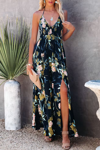 Stilla | Send Flowers Smocked Halterneck Maxikjole