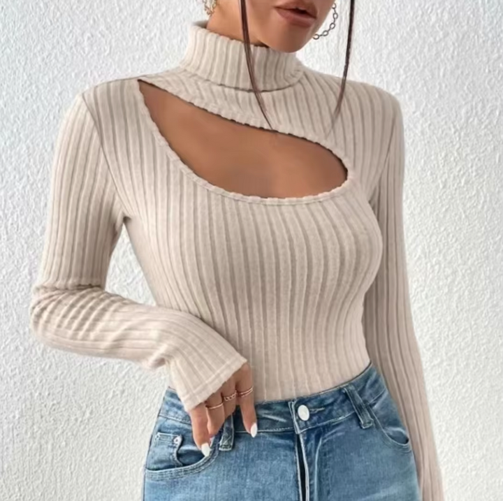 Stilla | Sexy Strikpullover Med Rullekrave