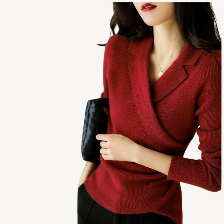 Stilla | Dame Strik-Wrap V-Udskæring Pullover