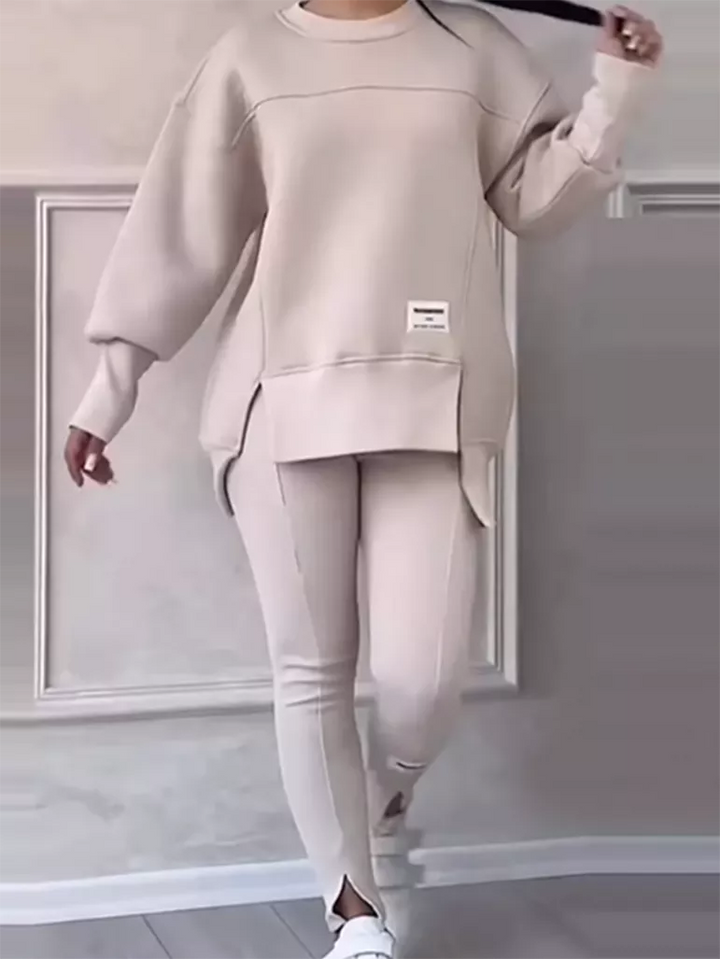 Stilla | Elegant sweater med patchwork og leggings sæt Ideel til vinteren