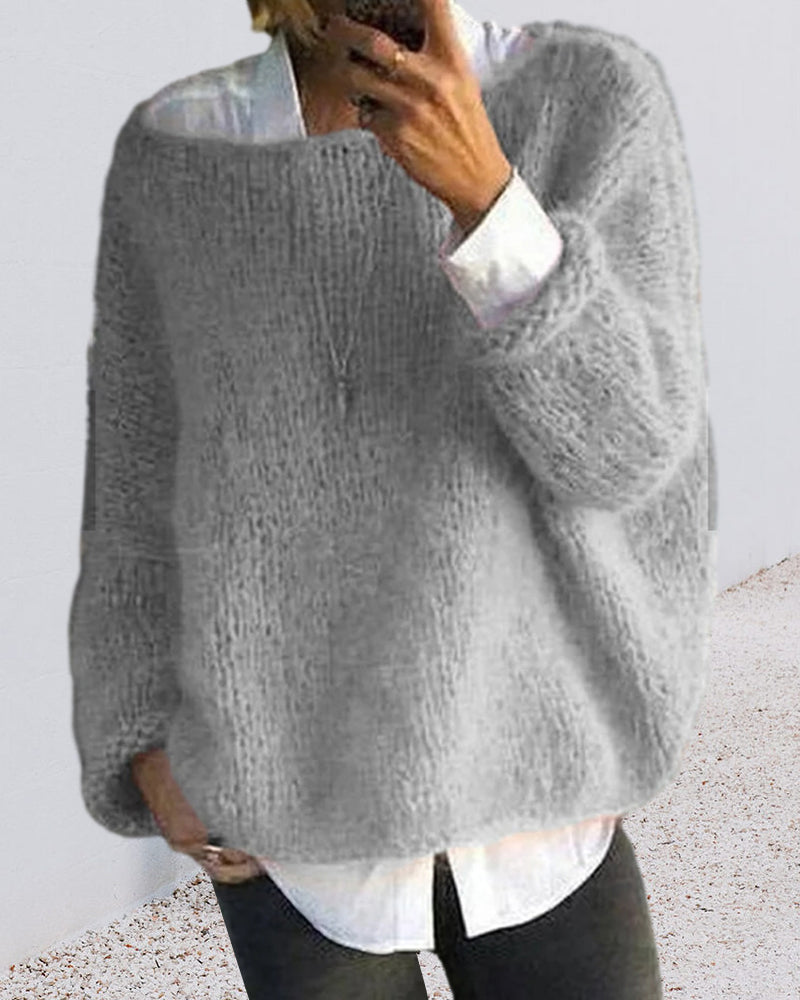Stilla | Oversize Sweatshirt Med Skulderfri Form Og Plys Effekt