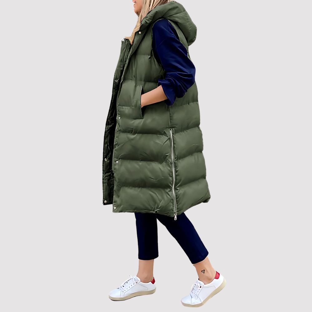 Stilla | Fashionabel Lang Frakke Med Hætte