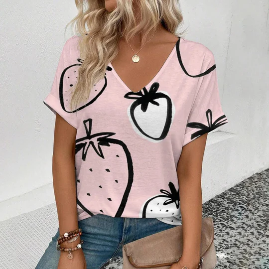 Stilla | Mode Frugt Tryk T-shirt Stil