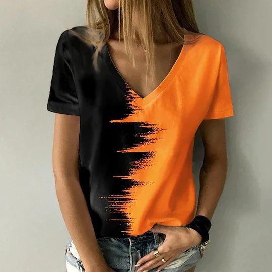 Stilla | T-shirt Med V-hals Og Korte Ærmer