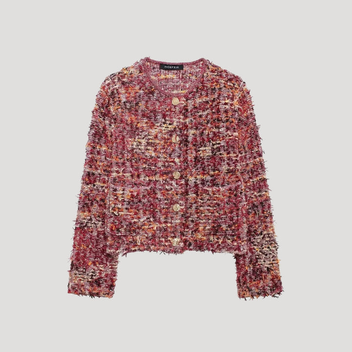 Stilla | Textureret Tweed Cropped Strikketrøje