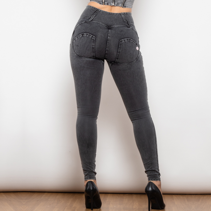 Stilla | Grå Stramme Jeans Med Høj Talje