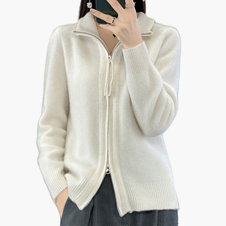 Stilla | Strikjakke med Lynlås - Elegant Casual Stil til Hverdag Og Kontor