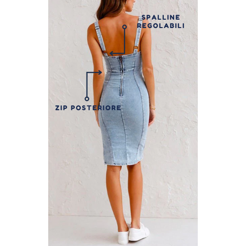 Stilla | Denim Kjole Med Tætsiddende Pasform Der Sikrer Et Elegant Udseende