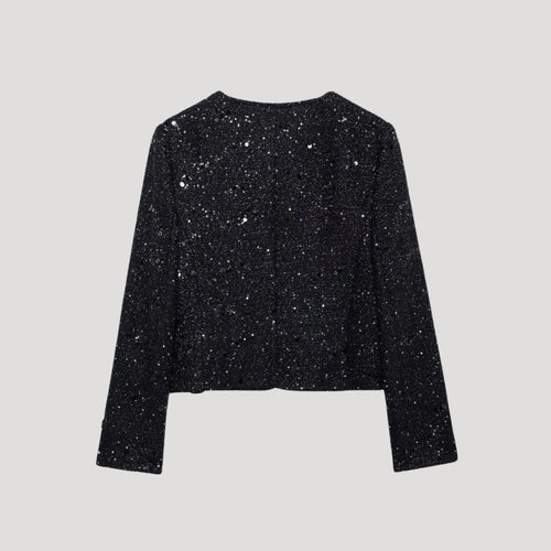 Stilla | Kvinder Glitrende Cropped Strikketrøje