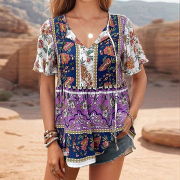 Stilla | Boho blomsterbluse