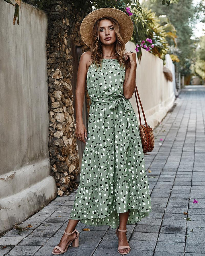 Stilla | Polka Dot Ærmeløs Lang Kjole