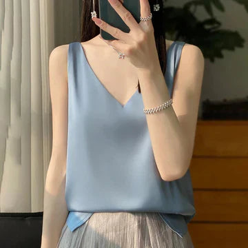 Stilla | Ærmeløs Satin Silke Top