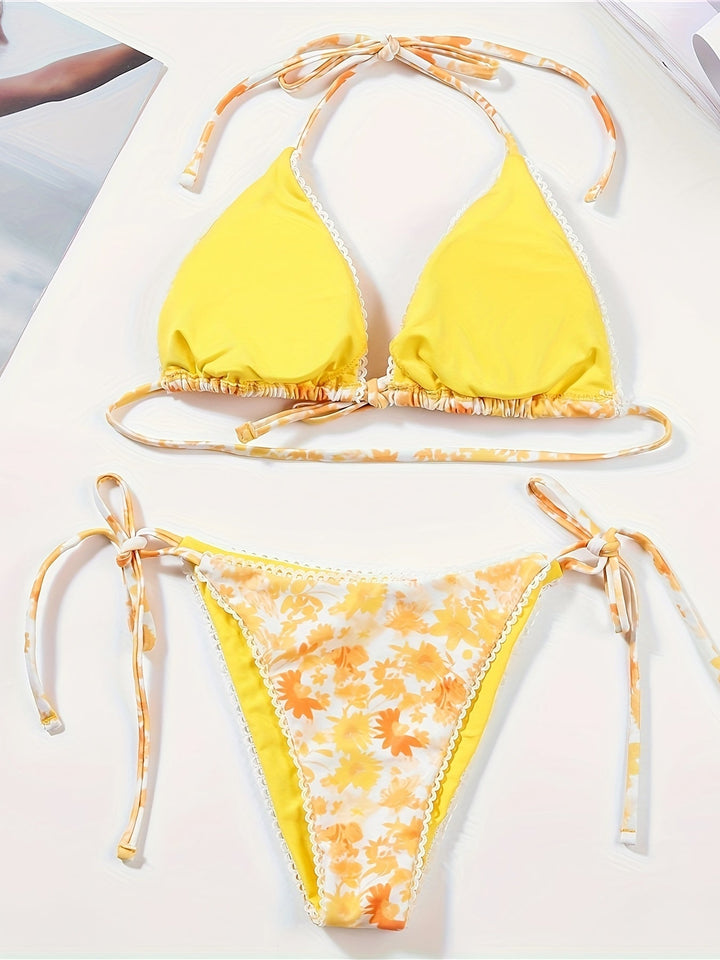 Stilla | Kvinders Bikini Med Print to Delt Sexet Badetøj Med Stropper