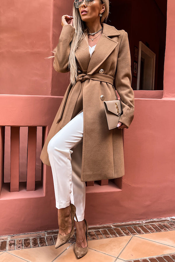 Stilla | Slope City Belted Dobbeltbrystet Midi Frakke