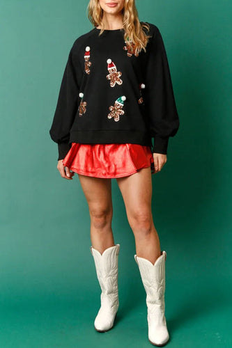 Stilla | Jule peberkage mand Pailletter Langærmet Sweatshirt