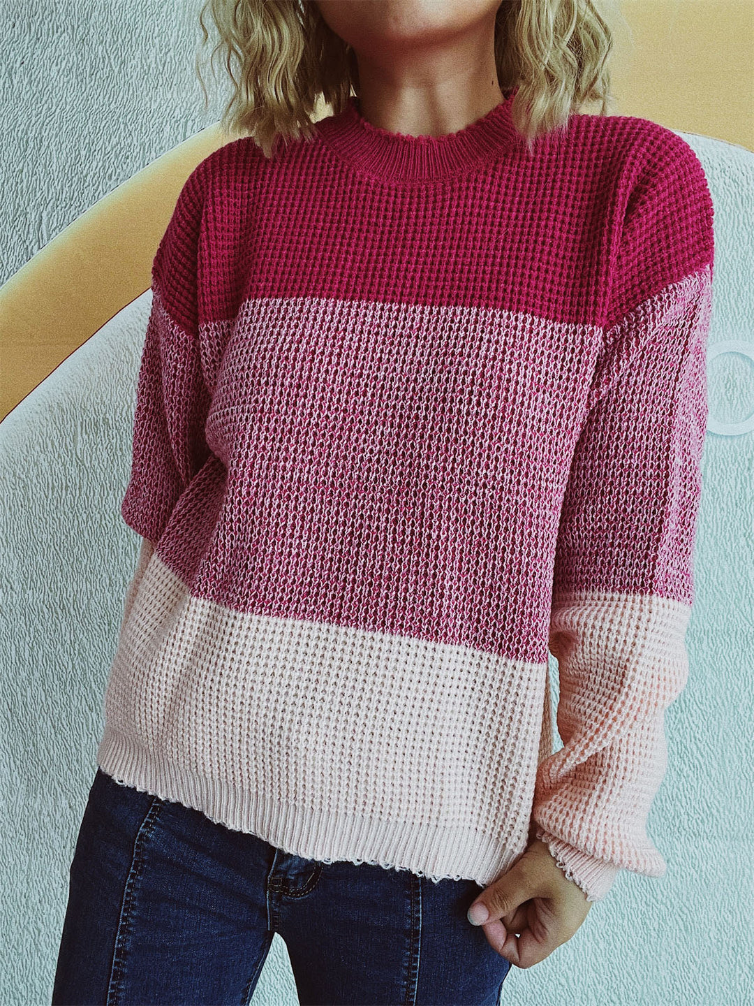 Stilla | Pullover med lange ærmer og farveblok design